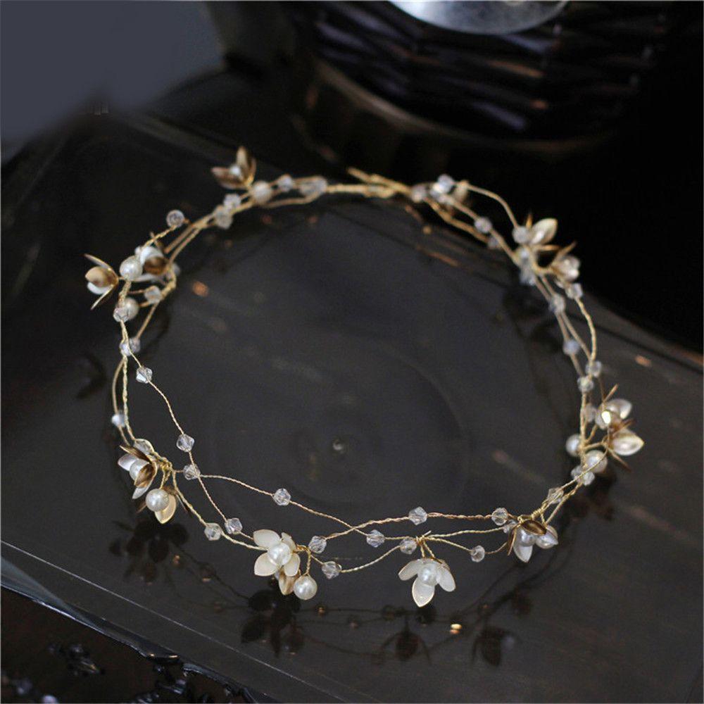 Handmade Hair Decoration Rhinestone Headpiece Bridal Hairpin Crystal Headband Pearl Head Wear