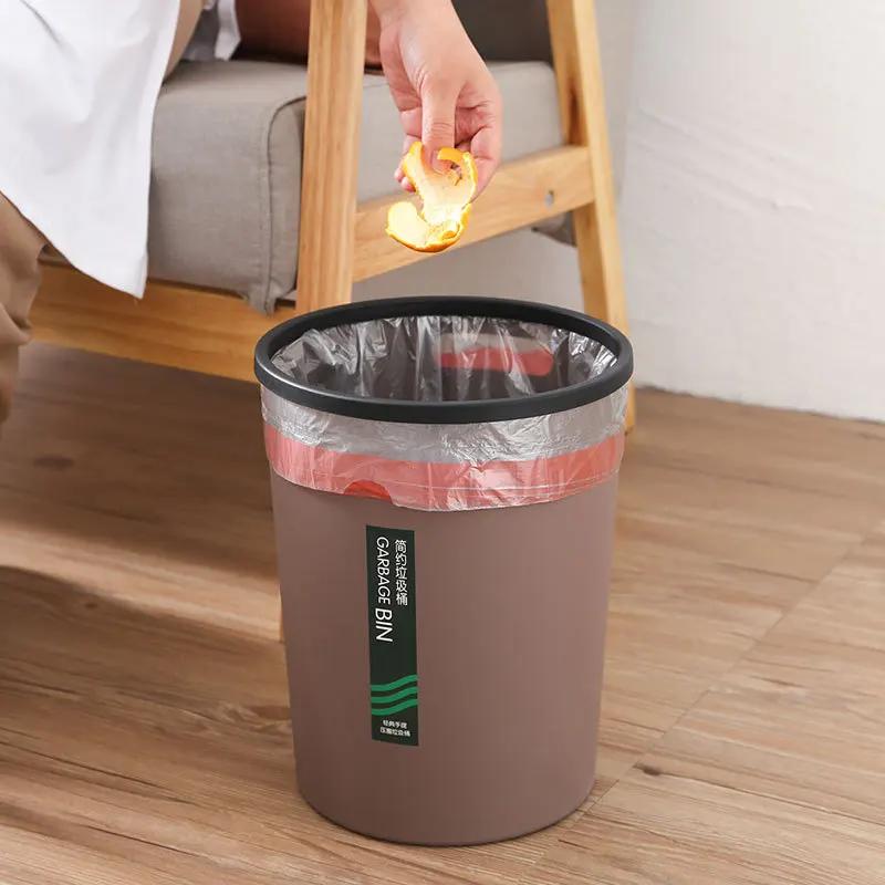 Household Large Thickened Garbage Can Binaural Portable Round Storage Box Pressure Ring Without Cover Kitchen Trash Bin