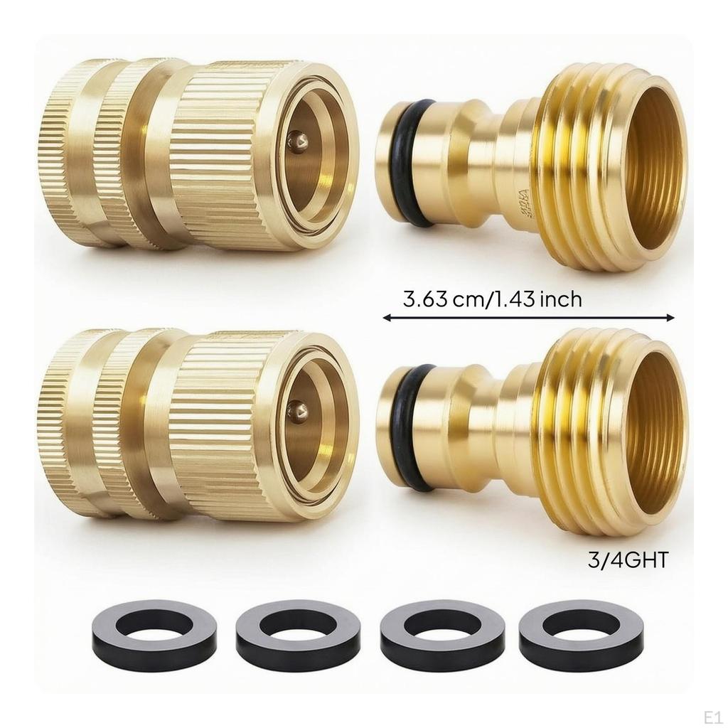 Brass Hose Quick Connector Threaded with Washers LeakResistant Connect Fitting