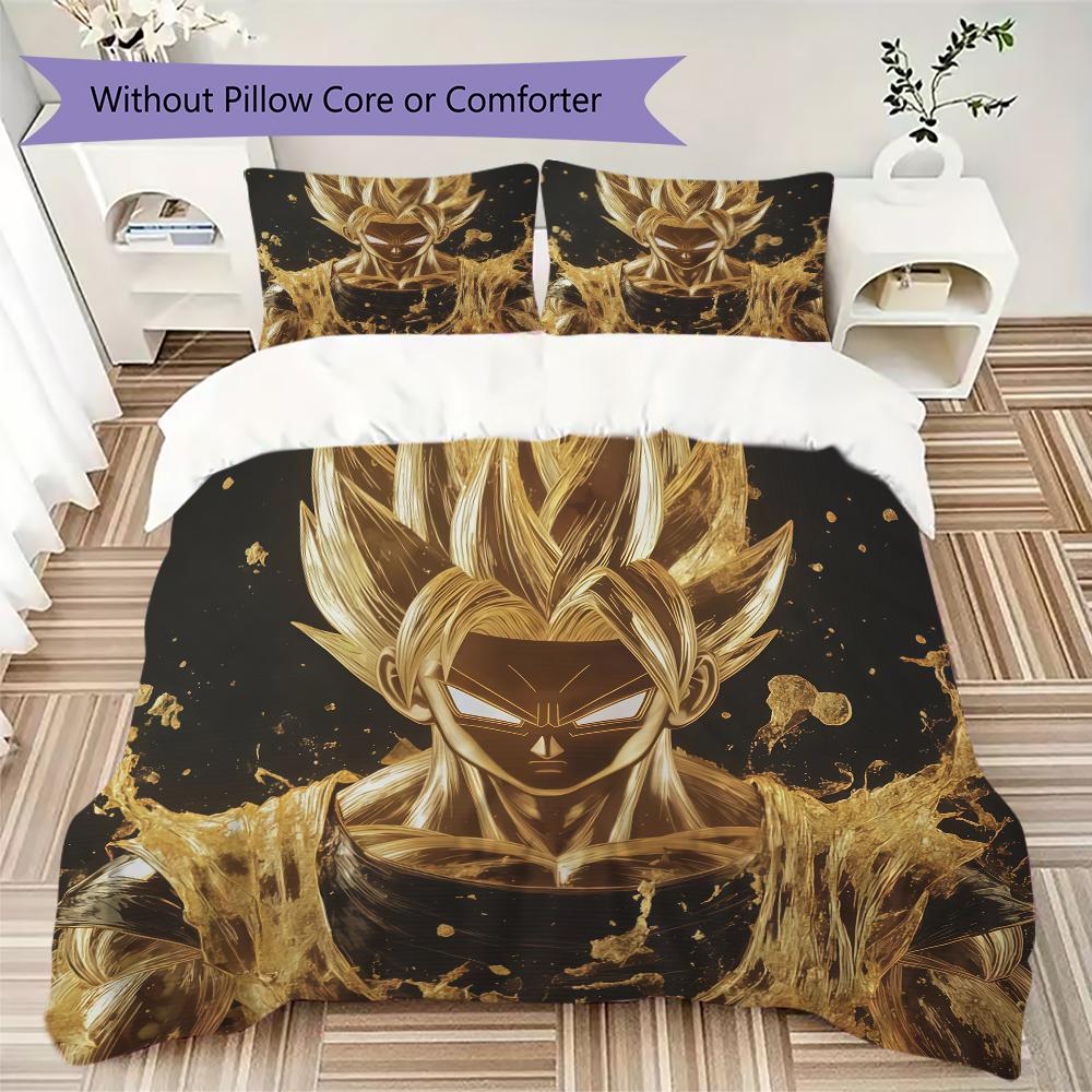 Son Goku Anime Duvet Cover, 3pcs Bedding Set, Digital Print, No Filling, Multi-Size, Kids Gift -HYQ31