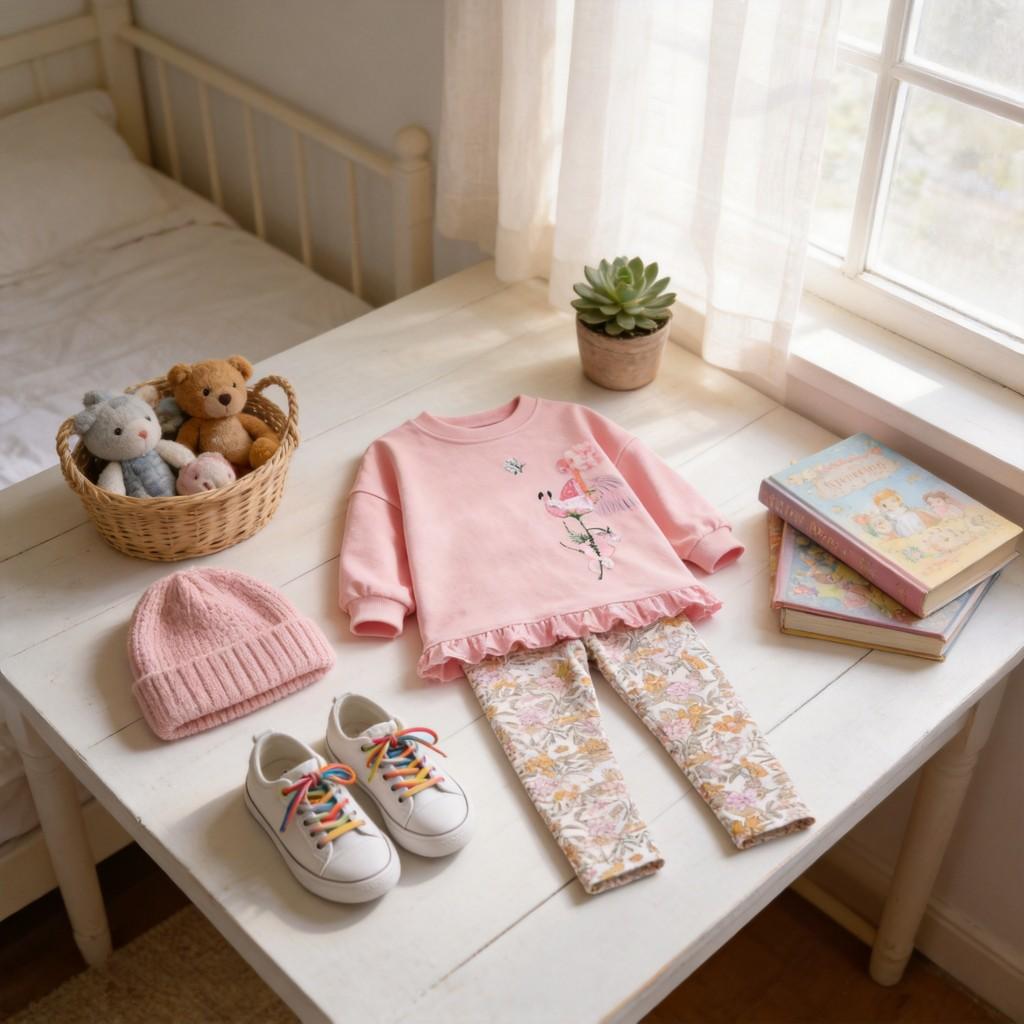 Girl Winter Sweater Set With Cotton Fabric For Middle Childhood Kids