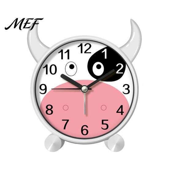 Time Teaching Clock Cartoon Animal Alarm for Students, Non-Ticking Quiet Movement Electronic Clock, Battery Operated Desk Home Bedroom