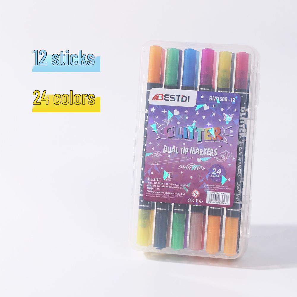 Dual-Tip Fluorescent Ink Super Flash Marker Pen - Soft Thick Tip