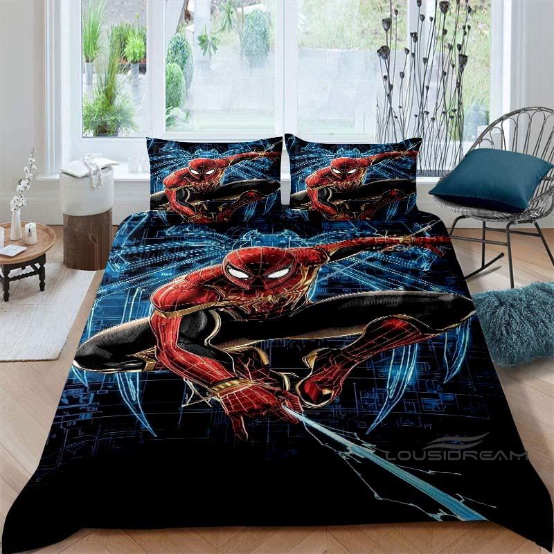 Spider-Man 3D printed duvet cover and pillowcase bedding set, available for single, double, king, and queen beds, suitable for