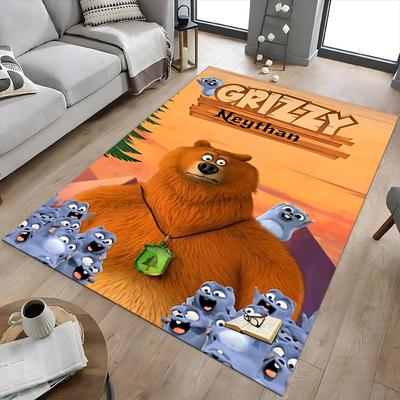Grizzly Bear Family Adventure Carpet For Playroom Bedroom Living Room Sofa Home Decorkids Game Area Rug Nonslip Floor Mat