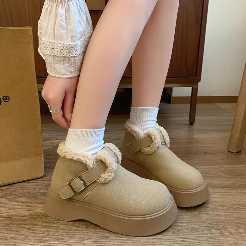 Winter Women'S Platform Snow Boots Fashion Thick-Soled Fleece-Lined Cotton Shoes For Woman Comfort Warm High-Top Boots For Women