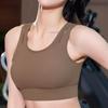 Damen Einteiliger Sport-Yoga-BH mit hohlem Rücken und festen Polstern, Solider Stoßfester High-Impact Push-Up Lauf-Fitness-BH