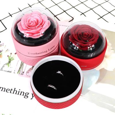 Valentine's Day Rose Unique Packaging Box Decorative Circular Jewelry Box For Rings Necklaces Earrings Gift Accessories