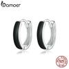 Bamoer Schwarze Creolen für Damen 100% 925er Sterlingsilber Emaille Tropfenöl Ohrring Party Schmuck SCE1047