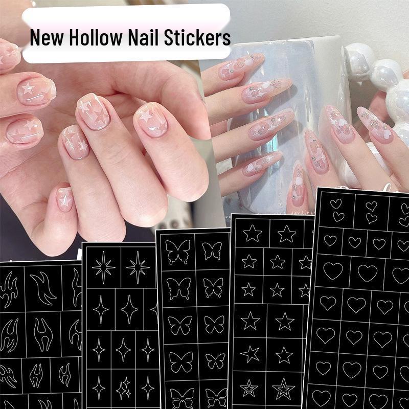 Dual-Use Nail Art Stickers: Heart & Starry Sky Ombre Decals for Airbrush and Painting