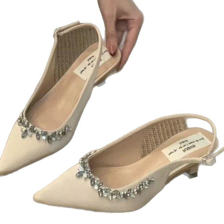 High-heeled Temperament Mary Jane Shoes Women's Rear Empty Sandals Spring 2025 New Pointed Thin-heeled Casual Shoes