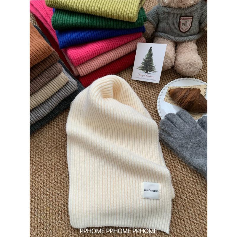 Scarf women's winter new red autumn and winter high-end atmosphere Christmas soft waxy knitted wool scarf