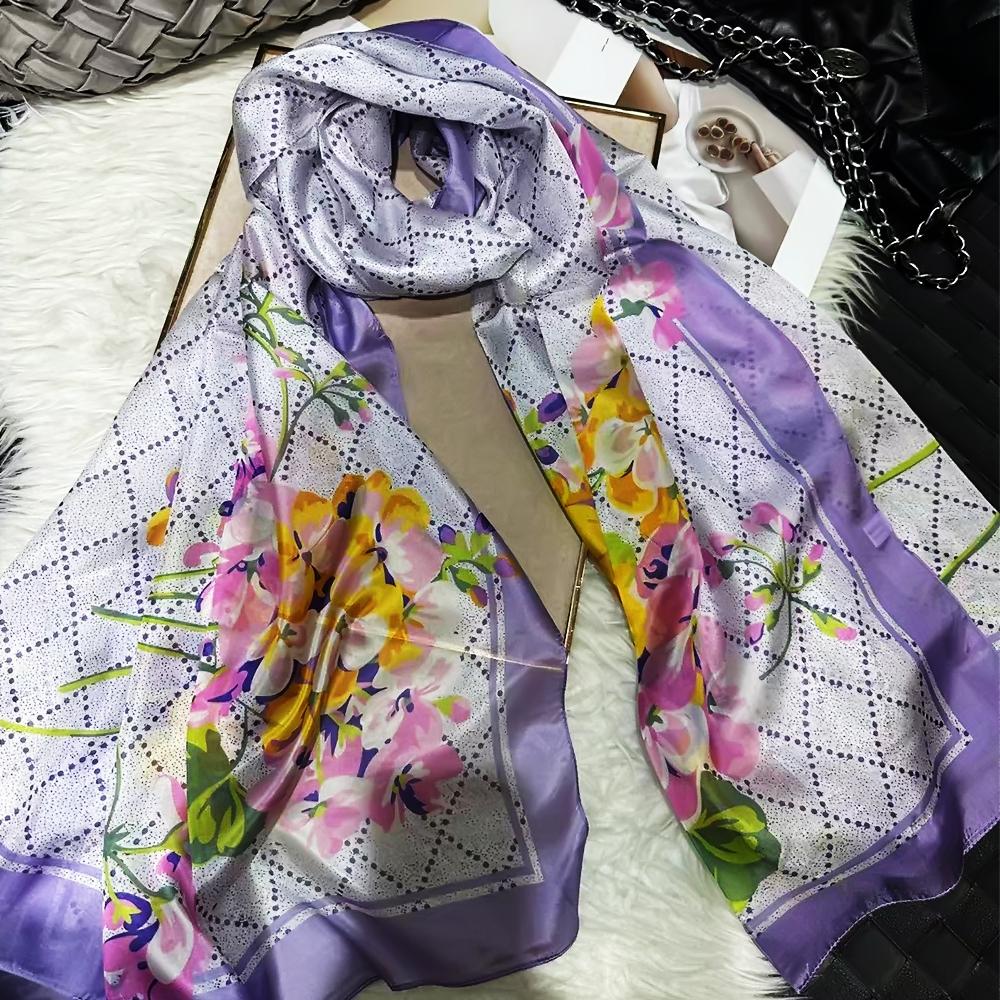 Ultralarge Spring Fall 100% Mulberry Silk Scarf Beach Wrap Brand Female Long Scarves New Red Floral Silk Scarf Shawl