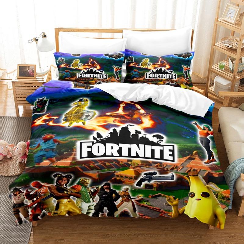 Comforter Fortnite Bedding Suit 3D Printed Bedroom Bed Bedclothes 2/3Pcs Anime Cartoon Room Decoration Kids Xmas Gift