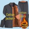 Men's Winter Warm Set: Cotton-Padded Jacket and Pants for Seniors – Fleece-Lined, Camel Down, Ideal for Dad or Grandpa.