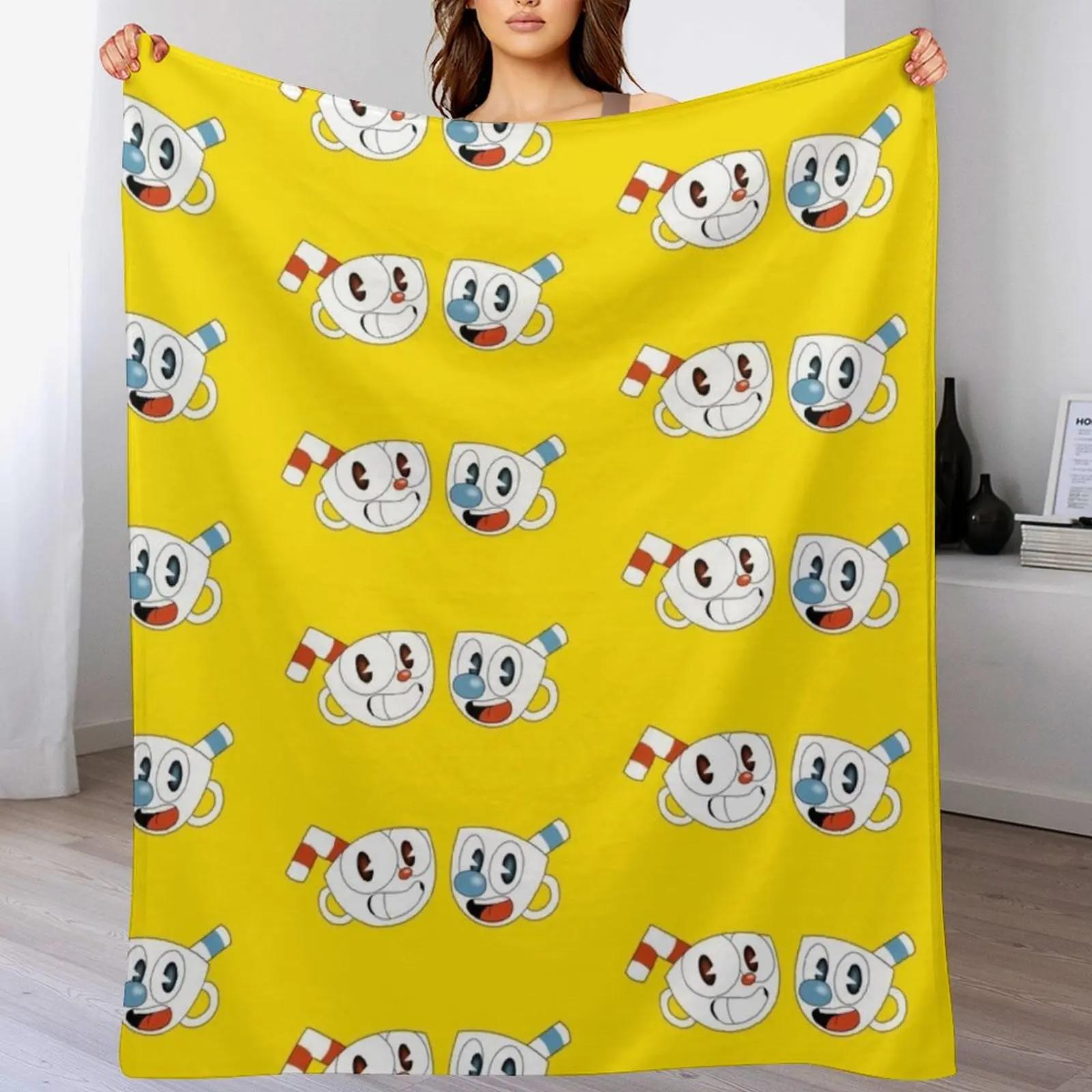 

CupHead and MugMan Throw Blanket Shaggy Furry Soft Blanket for Bedroom Living Room 102x76cm(40x30in)