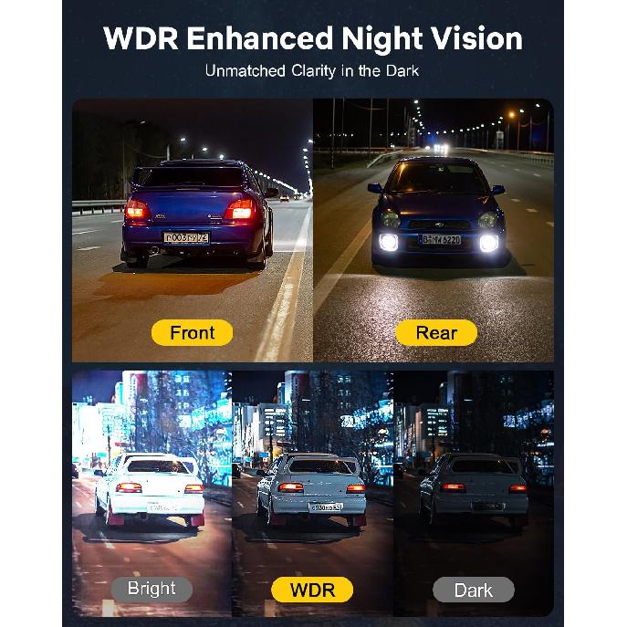 GKU Dash Cam Front and Rear, 3.18'' Touchscreen, 4K+1080P Dashcam, Built-in GPS, 5.8GHz WiFi Dash Camera for Cars with 24H Parking Monitor, Night