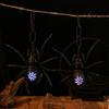 Halloween Spider Decoration Prank Toy Realistic Plastic Spider Hanging Ornament LED Light Up Black Spider Prop