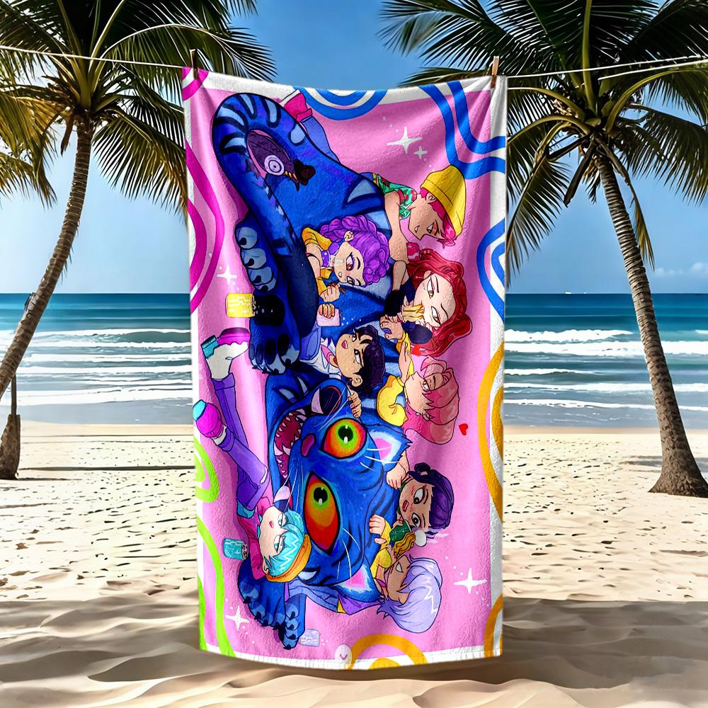 K-pop Demon Hunters Huntrix Beach Towel High Absorbency & Quick-Dry Comfortable Lightweight Suitable for Swimming, Gym, Camping, Yoga Vacation