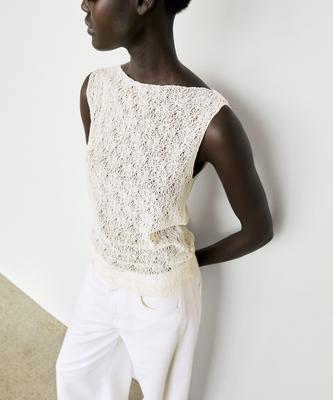 Masimodutti Openwork Texture Sleeveless Top