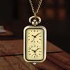 Exquisite Watch Bronze Keychain Pocket Watch Square Retro Double Time Movement Quartz Watch Without Cover Antique Style Pendant