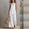 Women's Sleeveless Two Piece Set Round Neck Top and Long Skirt Casual Solid Color Outfit