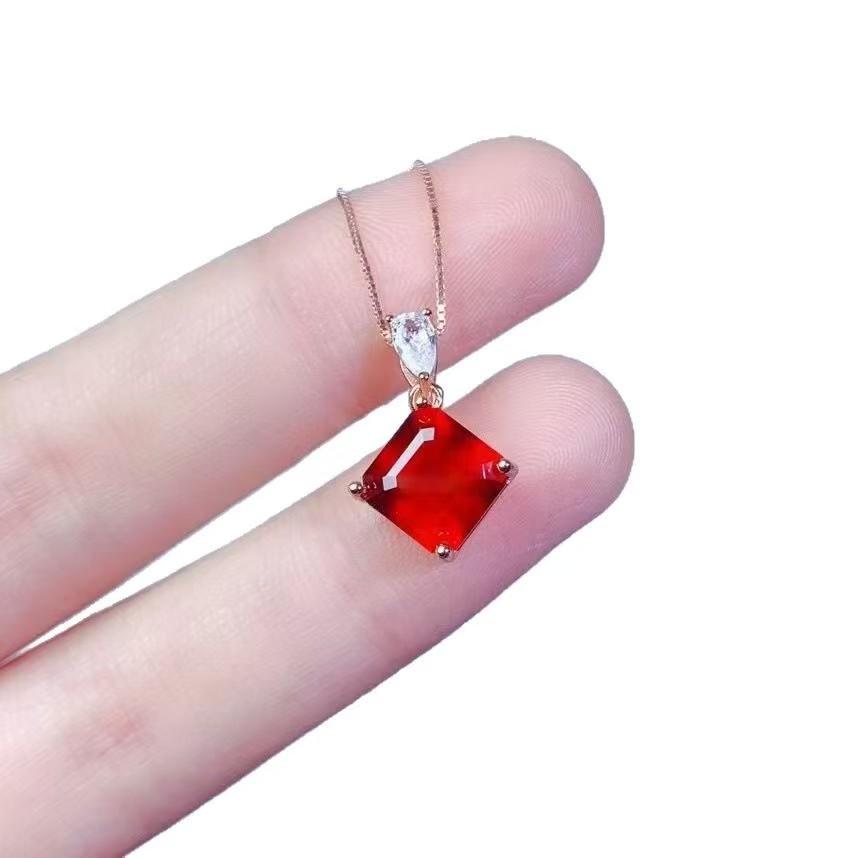 Natural Fanta Garnet Pendant Necklaces 925 Sterling Silver золотой