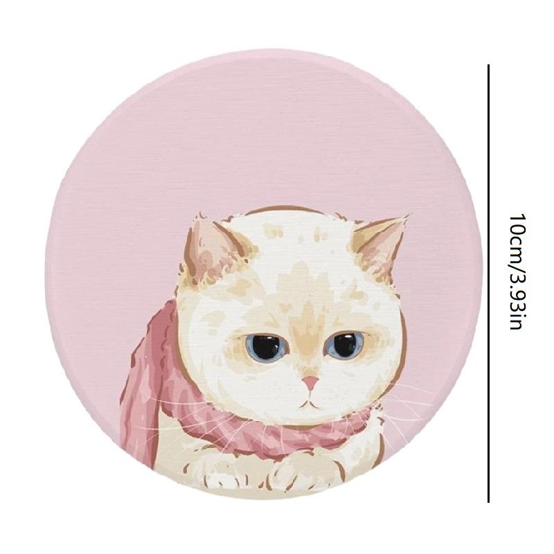 Runde Cartoon Kätzchen Untersetzer Diatomeenerde Saugfähig Hitzebeständiger Untersetzer Tischdeko Niedliches Katzenmuster Schnelltrocknende Kaffeetassenuntersetzer