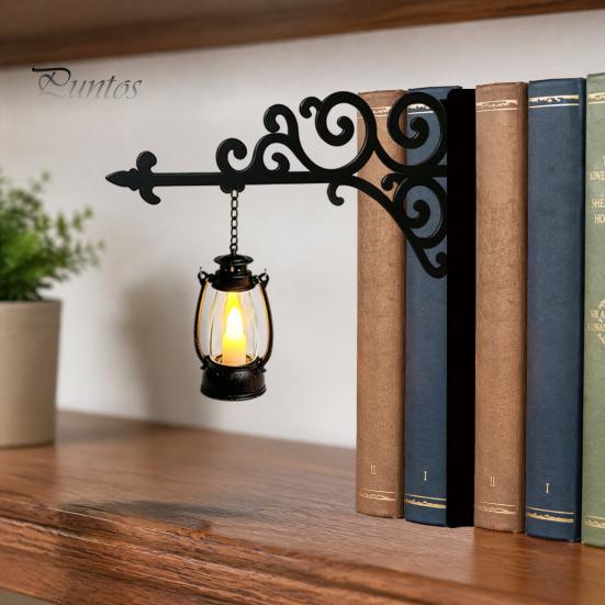 Bücherregal-Dekoration für Schlafzimmer Bibliothek Laterne Mini-Lampe, Vintage Hängeleuchte mit warmem Schein, Platzsparender Buchstützen-Lampe Dekoratives Heim-Arbeitszimmer