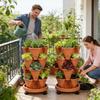 4 Tier Stackable Flower Pot Movable Strawberry Herbs Vertical Pot Three-Dimensional Planting Container 3-Petal