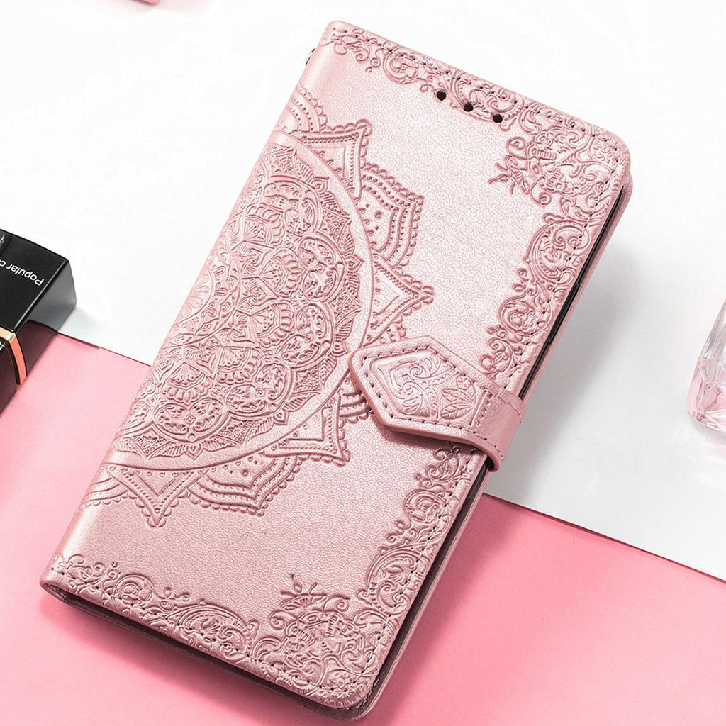 Mandala Embossed Leather Wallet Flip Case for Samsung Galaxy S26 S25 S24 S23 S22 S21 S20 Ultra Plus FE Edge Card Slots Cover