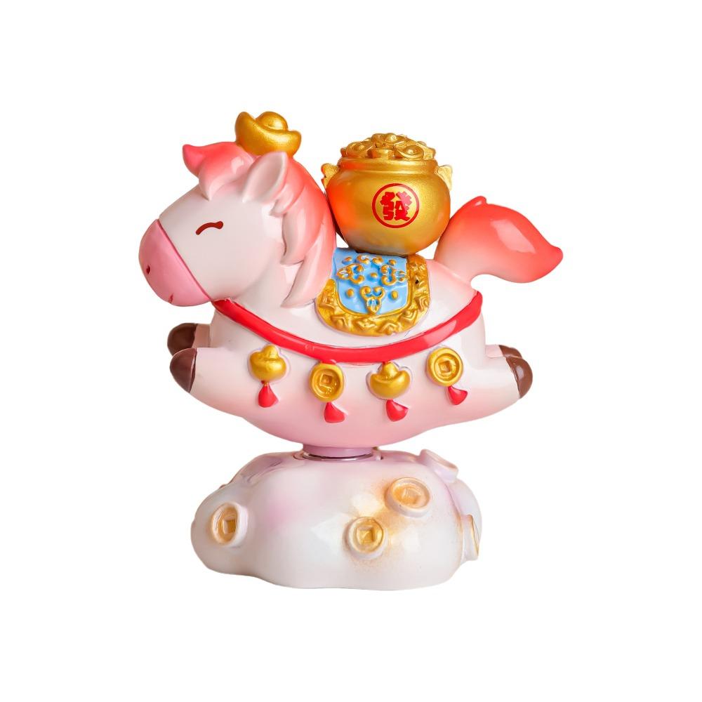 

Resin Horse Shape Ornament Unique Zodiac Horse Figurines Rotatable Pony Figurine Art Collectible розовый