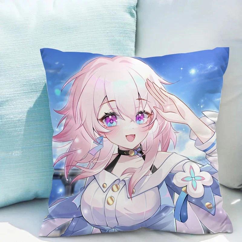 Honkai Star Rail X Cushions Covers Double-sided Printing Cushion Cover X Short Plush Decoration Living Room Car Sofa