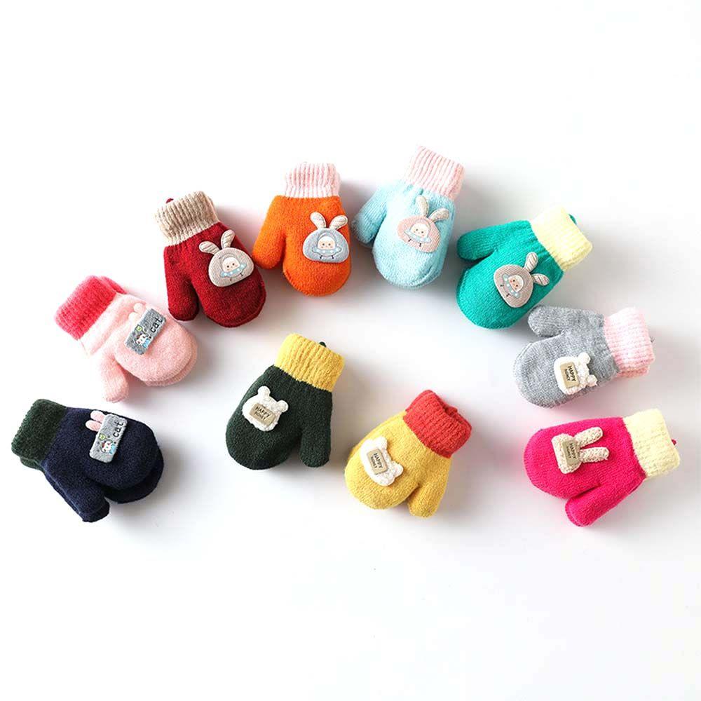 Outdoor Cartoon Girls Boys Infant Toddler Baby Mittens Knitted Gloves Thickened Warm Mittens
