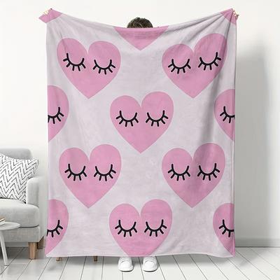 Wimperndecke Rosa Wimpern Herzförmige Wimpernabdeckung Decke Weich und Bequem Geeignet für Sofa Bett Geburtstagsgeschenk Decke