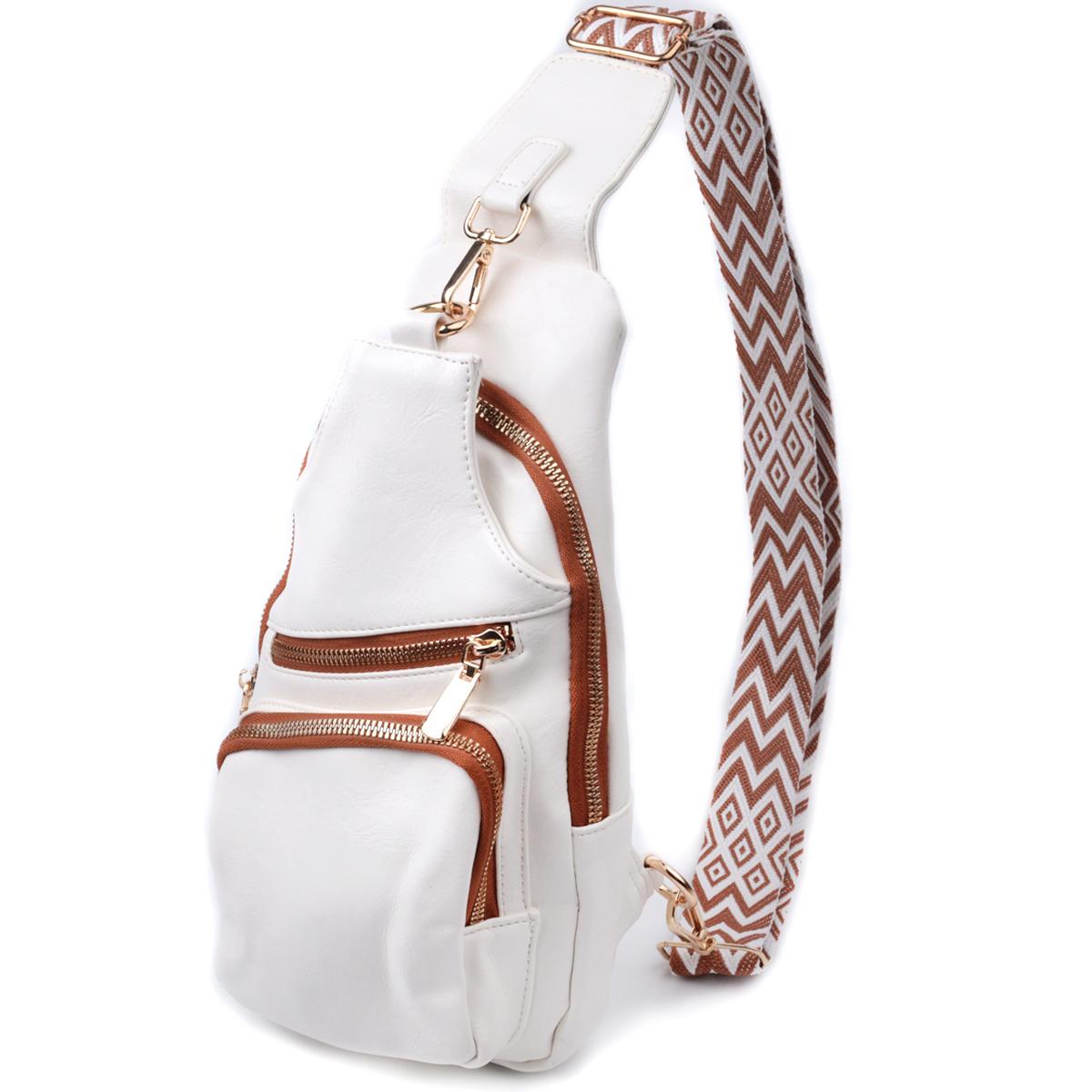 

Зручна жіноча сумка-слінг через плече з екошкіри VINTAGE Bag 22752 Білий