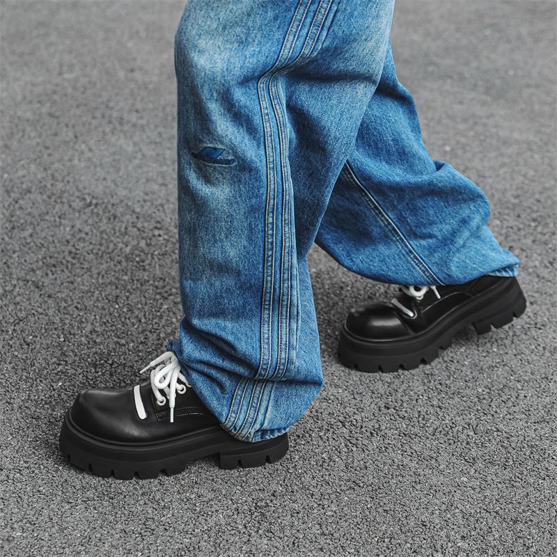 Fashion Daily Casual Men's Work Shoes Trendy Thick Bottom Height Increasing Style Outdoor Fashion Party Youth Handsome Lace-up Shoes