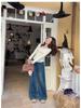 Lace-Trim Patchwork Knit Sweater: Women's Slim-Fit Low Collar Top for Autumn & Winter.