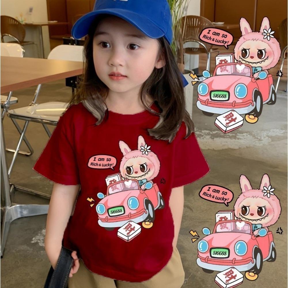 

2025 Горячая Распродажа Футболка Labubu Pop Mart Мужская и Женская Одинаковая Милый Принт Топ Детская Мультяшная Футболка с Коротким Рукавом 100-160см 100