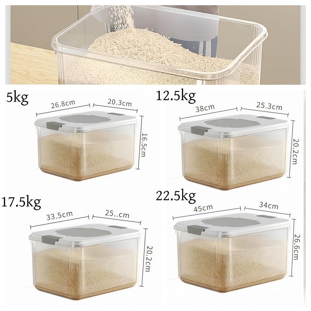BDHD Airtight Rice Capacity with Measuring Large Capacity Rice Easy and Preserves Healthy Kitchen Transparent Grain Food Storage Rice Rice Storage