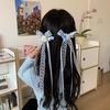Fermaglio per Capelli con Nappa e Fiocco in Perline e Nastro Francese per Bambine – Doppia Pinza Intrecciata Stile Balletto