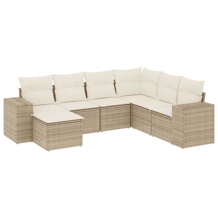 VidaXL Garden Lounge Set with Cushions 7 Pcs, Patio Sofas, Patio Furniture Set, Outdoor Furniture, Beige 3222897