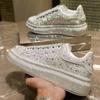 Autumn Women Platform Shoes Crystal Thick-soled White Silver Shoes Shining Crystal Sneakers Trend Casual Sneakers