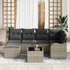 Ensemble de canapés de jardin de 7 pièces avec coussins gris poly rattan, Canapé de jardin 2 places avec coussins gris clair 3345782