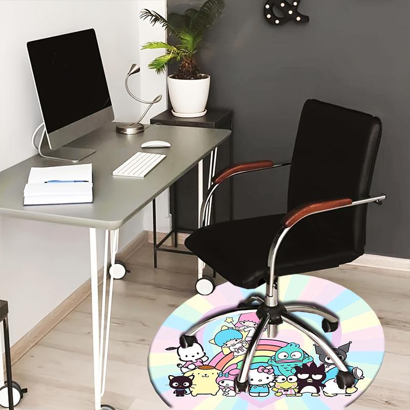 

1pc Hello Kitty and Friends Rainbow Background Round carpet, Made of Polyester,Perfect for Decorating Office Chairs, Living Rooms,fplt184 80cm by 80cm