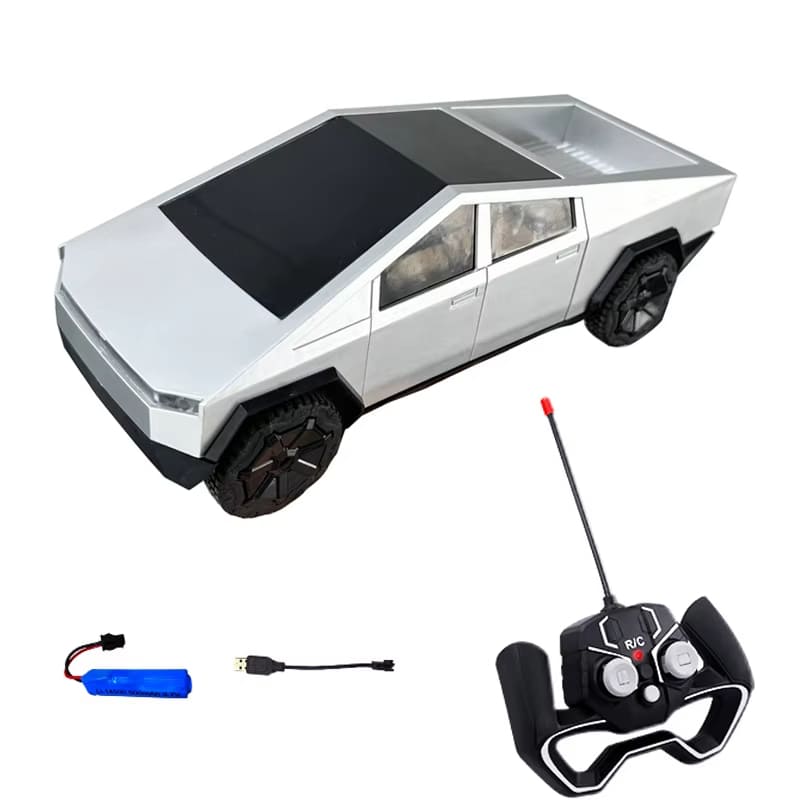 Children's Simulation Remote Control Toy Car Tesla Cyber electric Racing Car Alloy Model Sound and Light Pull Back Collection Ornaments Boy Gift
