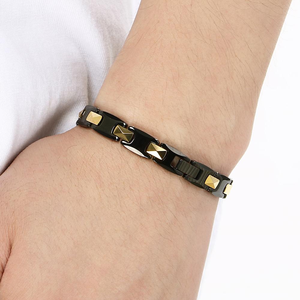 Herren Magnettherapie Germanium Armbänder für Herren Vakuumbeschichteter Wolframstahl Hypoallergener Gesundheitsschmuck Mode Geschenke für Ihn