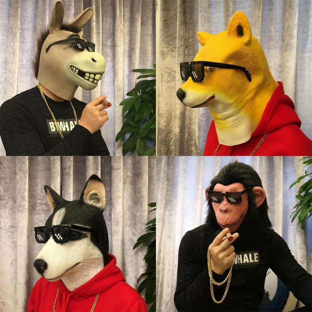 Lustige Tierkopfbedeckung für Halloween Cosplay Latexmaterial Verschiedene Designs Perfekt zum Verkleiden Lustige Requisiten Charaktere)