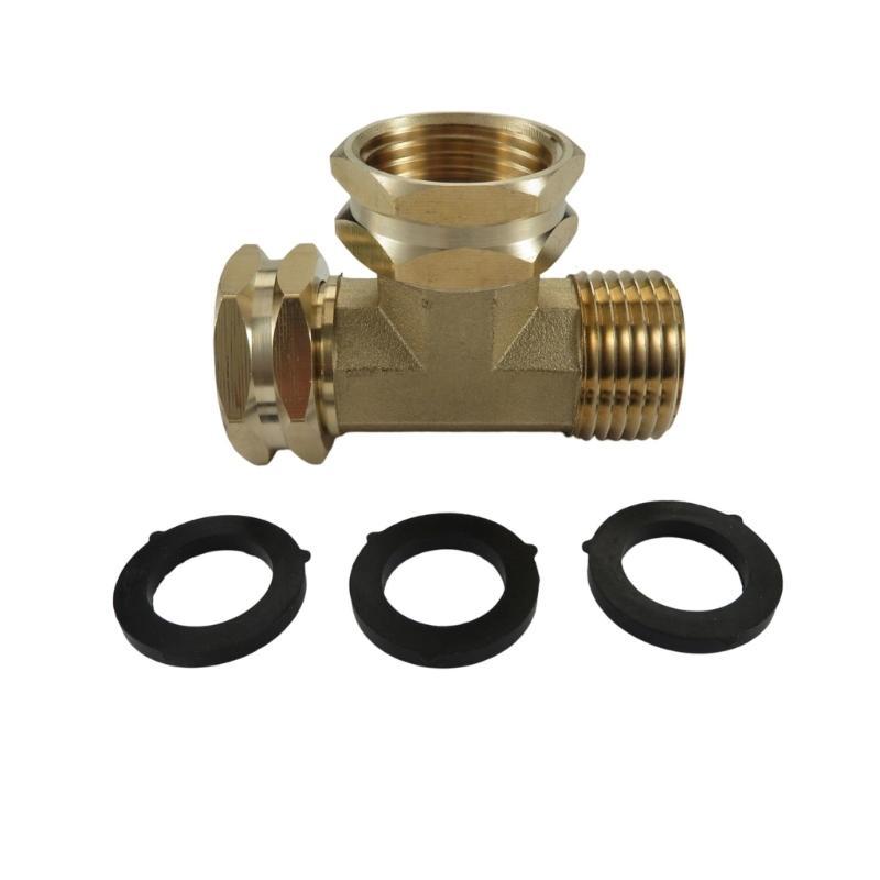 Corrosion Resistant T Type Hose Adapter 3/4Inch GHT Thread Brass Plumbing Joint Swivel Pipe Fitting Tees Easy to Install