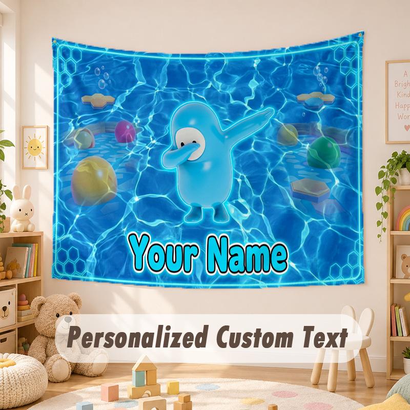 Custom Name Text Tapestry,Fall Guys Boho Wall Hanging, Decorative Backdrop Tapestry For Room
